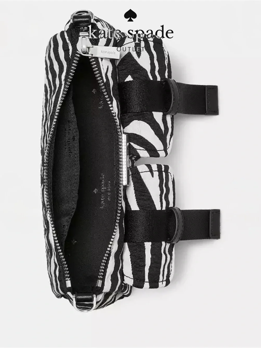 Kate Spade Carter Zebra Cargo Crossbody Bag in black and white